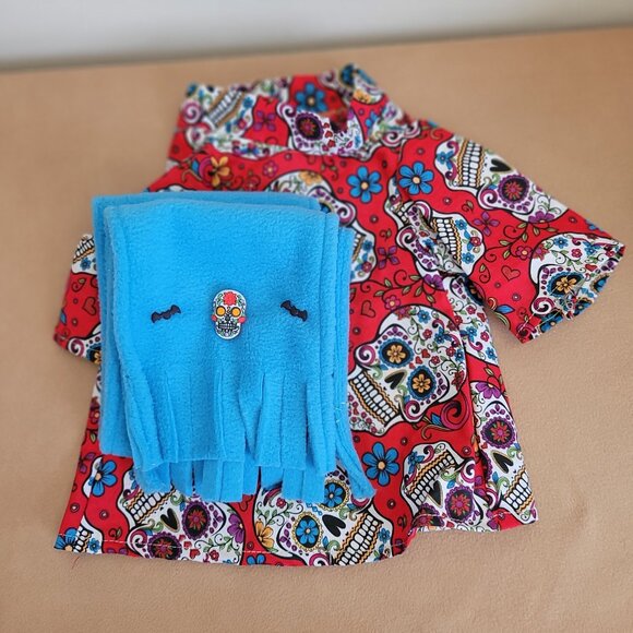 Sugar Skull Halloween 2pc Outfit scarf for 11" Mattel Child Grogu baby yoda Doll - Picture 6 of 7